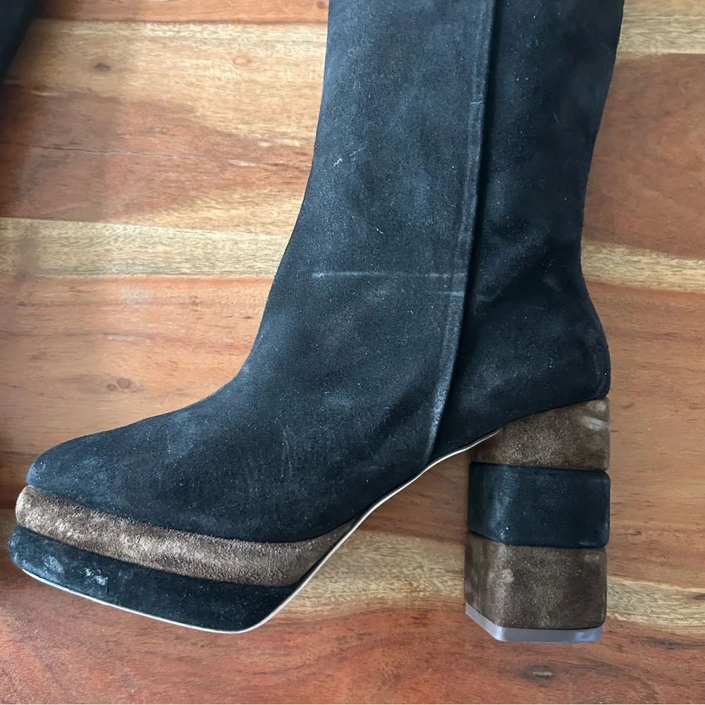 New Tory Burch Platform Tall Knee High Suede Boots - Picture 6 of 8